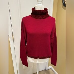 Cousin Johnny made for Bloomingdale’s red turtleneck, sweater, size medium.